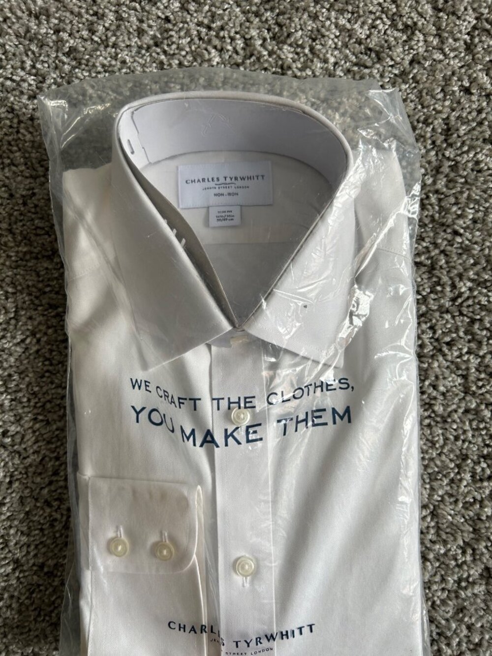 Charles Tyrwhitt Men's Sz  15.5"/35" Non-Iron Slim Fit White Dress Shirt